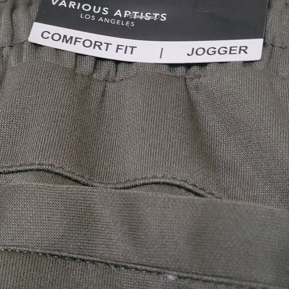 Various Artists LA Jogger Activewear Pants L. Sage Green, Black/White Striped. - Picture 4 of 7